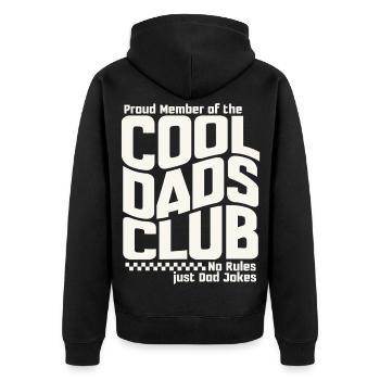 Papa Geschenk Vatertag - Cool Dads Club - Unisex Premium Bio Zip Hoodie - Schwarz - Hinten - Nico (187cm)
