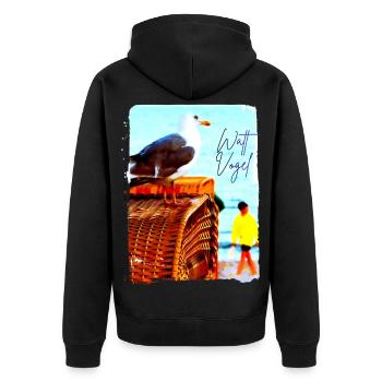 Möwe Wattvogel am Strand - Unisex Premium Bio Zip Hoodie - Schwarz - Hinten - Nico (187cm)