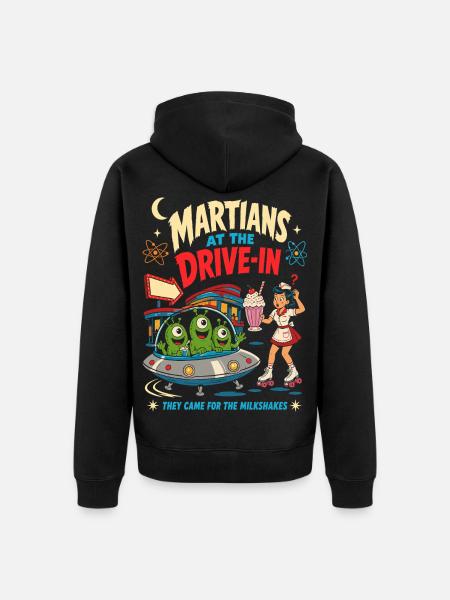 Marsianer im Drive-In Diner - Unisex Premium Bio Zip Hoodie - Schwarz