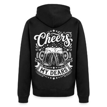 Prost, meine Lieben, Biertoast - Unisex Premium Bio Zip Hoodie - Schwarz - Hinten - Nico (187cm)