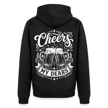 Prost, meine Lieben Toasting - Unisex Premium Bio Zip Hoodie - Schwarz - Hinten - Nico (187cm)