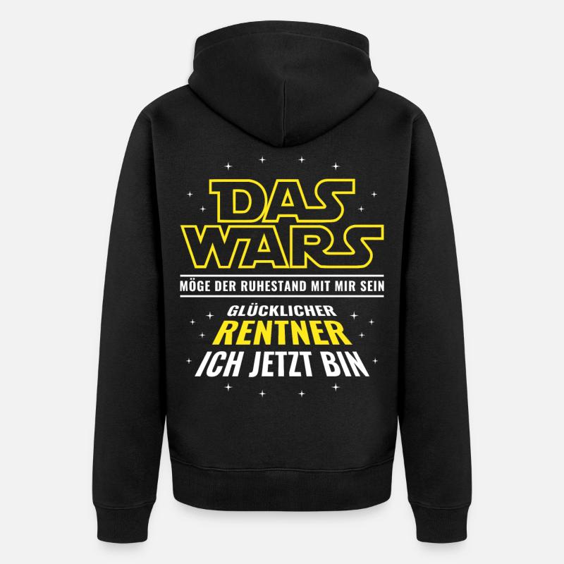 Rente Das wars - Glücklicher Rentner ich jetzt bin - Unisex Premium Bio Zip Hoodie - Schwarz