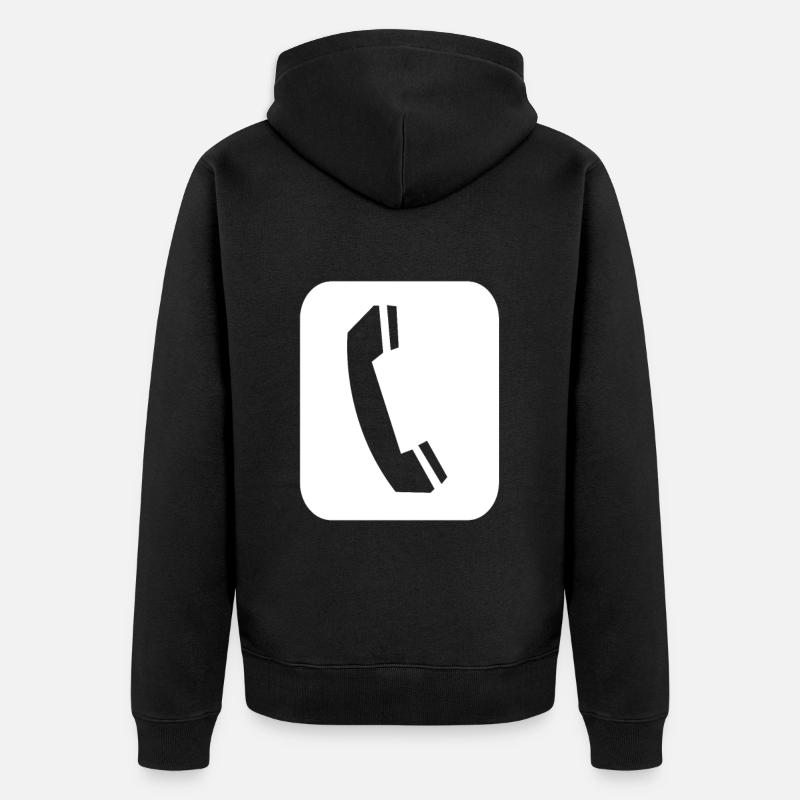 Symbole du combiné téléphonique - Veste à capuche bio Premium Unisexe - noir