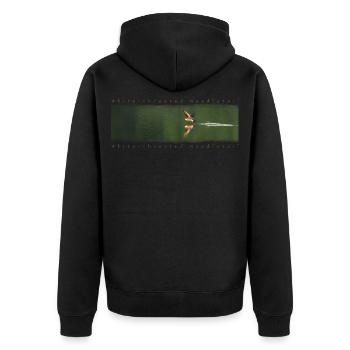 Schwalbe über dem See Kunstflug Reflexion Spiegel - Unisex Premium Bio Zip Hoodie - Schwarz - Hinten - Nico (187cm)