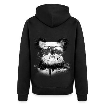 Koala #Cool - Unisex Premium Bio Zip Hoodie - Schwarz - Hinten - Nico (187cm)