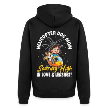 Hélicoptère chien maman amour & laisses ! Maman chienne - Veste à capuche bio Premium Unisexe - noir - Dos - Nico (187cm)