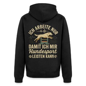 Hundesport Agility Job Motivation Hund Shirt - Unisex Premium Bio Zip Hoodie - Schwarz - Hinten - Nico (187cm)