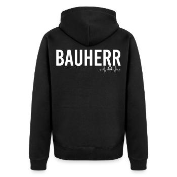 Bauherr Recht Lustig Eigenheim - Unisex Premium Bio Zip Hoodie - Schwarz - Hinten - Nico (187cm)