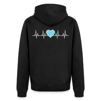 Bayern Herzschlag EKG - Unisex Premium Bio Zip Hoodie - Schwarz - Hinten - Nico (187cm)