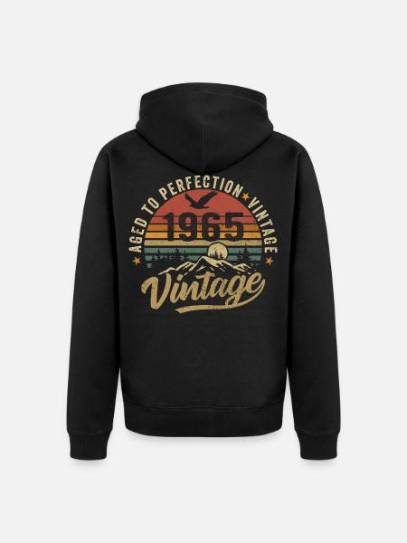 Vintage 1965 Born Legend Birthday Gift - Unisex Premium Organic Zip Hoodie - black