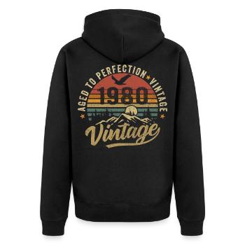 Millésime 1980 Born Legend Cadeau d’anniversaire - Veste à capuche bio Premium Unisexe - noir - Dos - Nico (187cm)
