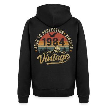 Millésime 1984 Born Legend Cadeau d’anniversaire - Veste à capuche bio Premium Unisexe - noir - Dos - Nico (187cm)