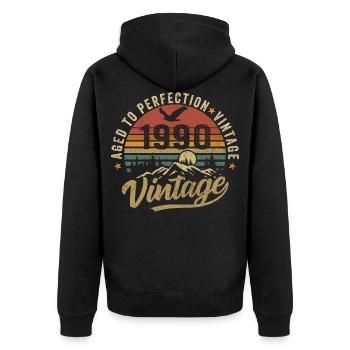 Millésime 1990 Born Legend Cadeau d’anniversaire - Veste à capuche bio Premium Unisexe - noir - Dos - Nico (187cm)