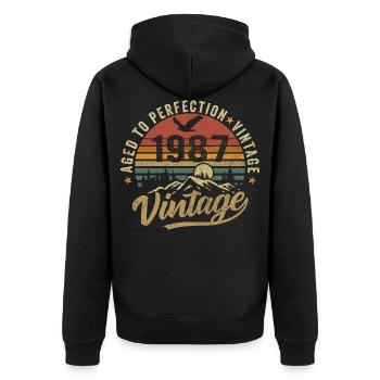 Jahrgang 1987 geboren Legende Geburtstag Geschenk - Unisex Premium Bio Zip Hoodie - Schwarz - Hinten - Nico (187cm)