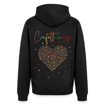 Confetti im Herzen - Confetti in my heart - Unisex Premium Organic Zip Hoodie - black - Back - Nico (187cm)