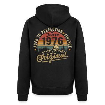 Birthday June 1976 June 1976 June 1976 - Unisex Premium Organic Zip Hoodie - black - Back - Nico (187cm)