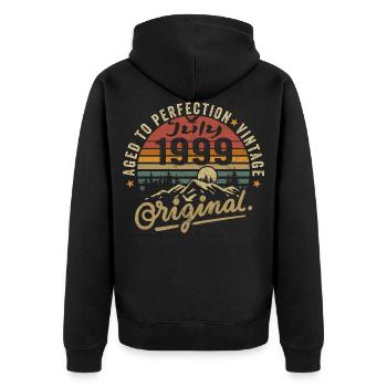 Juli 1999 July 1999 Geburtstag juli 1999 - Unisex Premium Bio Zip Hoodie - Schwarz - Hinten - Nico (187cm)