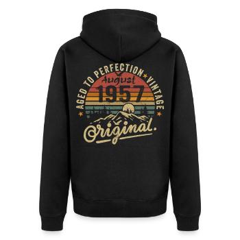 Birthday 1957 Vintage August 1957 Gift 1957 - Unisex Premium Organic Zip Hoodie - black - Back - Nico (187cm)