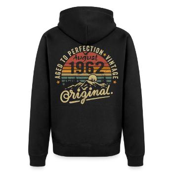 Anniversaire 1962 Millésime Août 1962 Cadeau 1962 - Veste à capuche bio Premium Unisexe - noir - Dos - Nico (187cm)