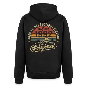 Anniversaire 1992 Millésime Août 1992 Cadeau 1992 - Veste à capuche bio Premium Unisexe - noir - Dos - Nico (187cm)