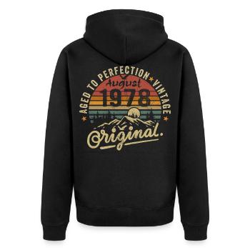 Anniversaire 1978 Millésime Août 1978 Cadeau 1978 - Veste à capuche bio Premium Unisexe - noir - Dos - Nico (187cm)
