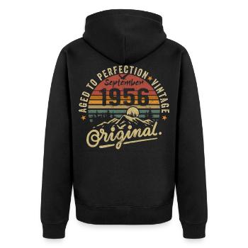 september 1956 Jahrestag september 1956 september - Unisex Premium Bio Zip Hoodie - Schwarz - Hinten - Nico (187cm)