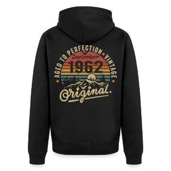 september 1962 anniversary september 1962 september - Unisex Premium Organic Zip Hoodie - black - Back - Nico (187cm)