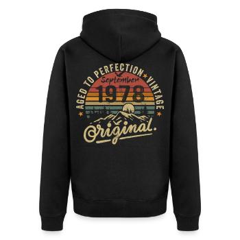 september 1978 anniversary september 1978 september - Unisex Premium Organic Zip Hoodie - black - Back - Nico (187cm)