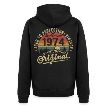 september 1974 anniversary september 1974 september - Unisex Premium Organic Zip Hoodie - black - Back - Nico (187cm)