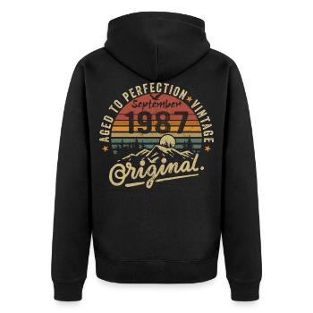 september 1987 anniversary september 1987 september - Unisex Premium Organic Zip Hoodie - black - Back - Nico (187cm)