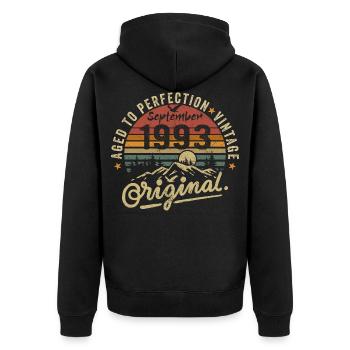 september 1993 anniversary september 1993 september - Unisex Premium Organic Zip Hoodie - black - Back - Nico (187cm)