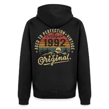 1992 Born in october 1992 Born in october 1992 - Unisex Premium Organic Zip Hoodie - black - Back - Nico (187cm)