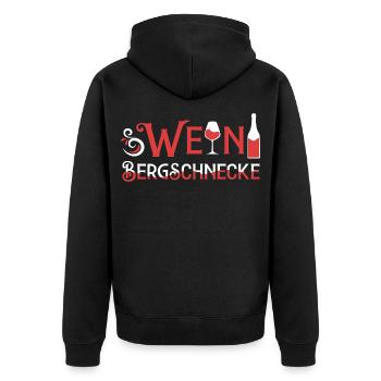 Wein Bergschnecke Weinkenner Wein Spruch - Unisex Premium Bio Zip Hoodie - Schwarz - Hinten - Nico (187cm)