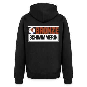Schwimmer Schwimmen Bronze Geschenk - Unisex Premium Bio Zip Hoodie - Schwarz - Hinten - Nico (187cm)