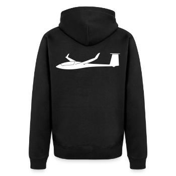 ventus segelflugzeug weiß - Unisex Premium Bio Zip Hoodie - Schwarz - Hinten - Nico (187cm)