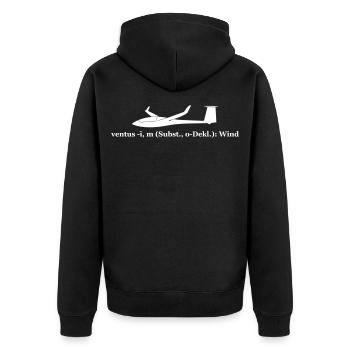 Ventus Übersetzung gleiten Pilot Segelflieger - Unisex Premium Bio Zip Hoodie - Schwarz - Hinten - Nico (187cm)