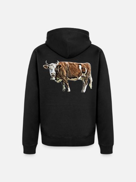 Kuh - Unisex Premium Bio Zip Hoodie - Schwarz