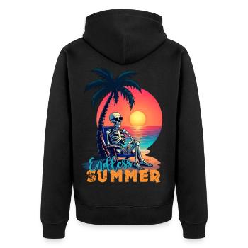 Skeleton beach, skull, skull summer humor - Unisex Premium Organic Zip Hoodie - black - Back - Nico (187cm)