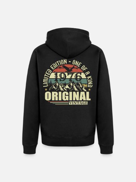 Original 1976 Vintage Retro Jahrgang 1976 geboren - Unisex Premium Bio Zip Hoodie - Schwarz