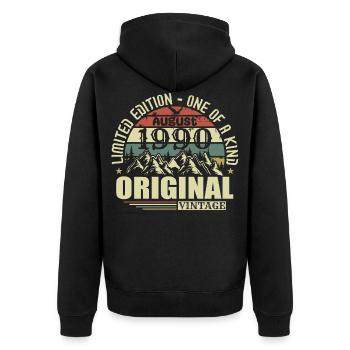 Août 1990 Anniversaire Août 1990 Millésime Août - Veste à capuche bio Premium Unisexe - noir - Dos - Nico (187cm)