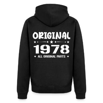 Né en 1978, Cadeau Anniversaire 1978 Original 1978 - Unisex Premium Bio Zip Hoodie - Schwarz - Hinten - Nico (187cm)
