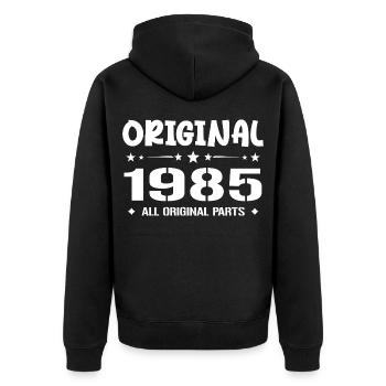 Né en 1985, Cadeau Anniversaire 1985 Original 1985 - Unisex Premium Bio Zip Hoodie - Schwarz - Hinten - Nico (187cm)
