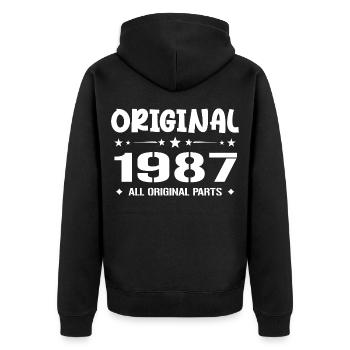 Né en 1987, Cadeau Anniversaire 1987 Original 1987 - Veste à capuche bio Premium Unisexe - noir - Dos - Nico (187cm)