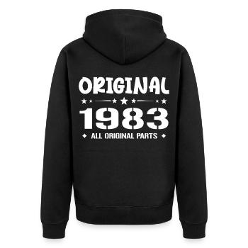 Né en 1983, Cadeau Anniversaire 1983 Original 1983 - Unisex Premium Bio Zip Hoodie - Schwarz - Hinten - Nico (187cm)