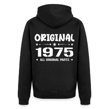 Né en 1975, Cadeau Anniversaire 1975 Original 1975 - Veste à capuche bio Premium Unisexe - noir - Dos - Nico (187cm)