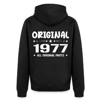 Né en 1977, Cadeau Anniversaire 1977 Original 1977 - Veste à capuche bio Premium Unisexe - noir - Dos - Nico (187cm)