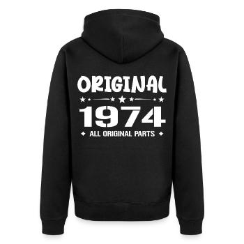 Né en 1974, Cadeau Anniversaire 1974 Original 1974 - Veste à capuche bio Premium Unisexe - noir - Dos - Nico (187cm)