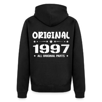 Né en 1997, Cadeau Anniversaire 1997 Original 1997 - Unisex Premium Organic Zip Hoodie - black - Back - Nico (187cm)
