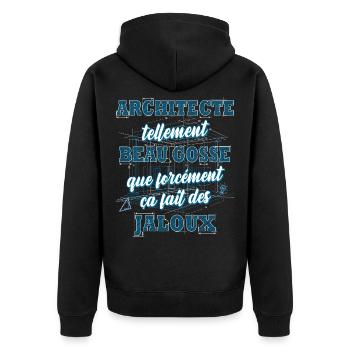 Architecte humour cadeau architecte beau gosse - Veste à capuche bio Premium Unisexe - noir - Dos - Nico (187cm)