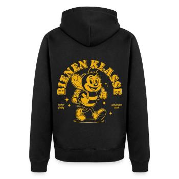 Klassentier Bienen Klasse Retro Style - Einfarbig - Unisex Premium Bio Zip Hoodie - Schwarz - Hinten - Nico (187cm)